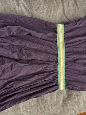 Mini Boden Navy Girls Dress with Green and Gold Waistband